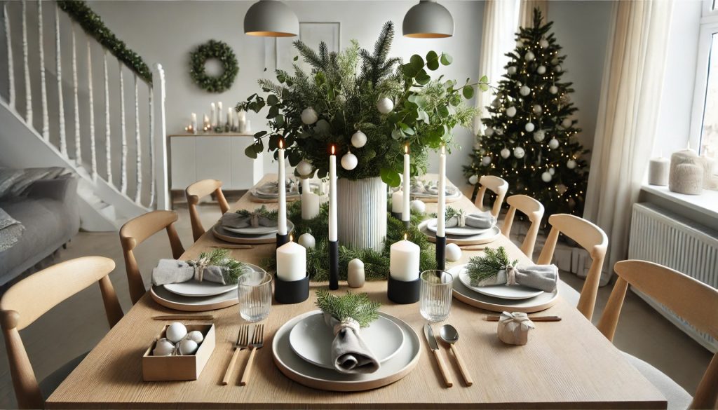Decoracion de mesas en navidad, decoracion mesa de noche buena, cena de noche vieja, floristeria en rivas_2, tendencia decoracion navidad 2024