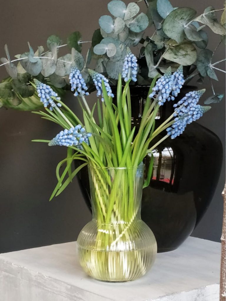 jarron con flores, jarron con flores azules