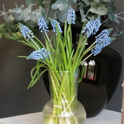 jarron con flores, jarron con flores azules
